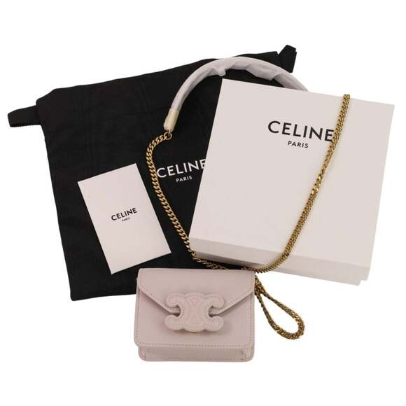 CELINE Triomphe Chain Card Holder Mini Shoulder Bag S-BB-4292 Light Pink Women's - Picture 13 of 13